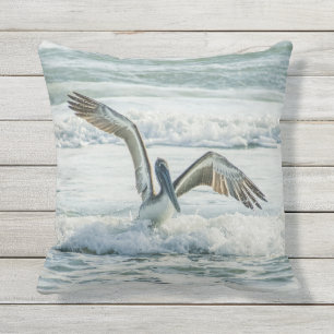 Florida Pelican Ocean Vinkarare utanför Dekorativ Kudde