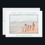 FLORIDA PHOTO CHRISTMAS CARD Beach Family Bild Julkort<br><div class="desc">Varm Önskemål från FLORIDA (eller din egen stat eller favoritsemester) - roligtens sätt att skicka hälsning till helgdagarna för oceanens älskare överallt! Detta underskattade, enkla och moderna havsblått och vitt temat vattenfärg ram är tropiskt och vismiskt och perfekt för en varm väderjul- eller semesterminnen. Lägg bara till fotot och titta...</div>