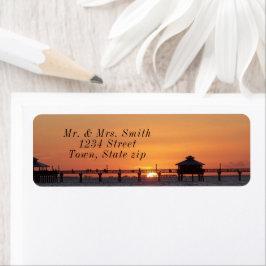 Florida Pier Bevalt Sunset Returadress Etikett