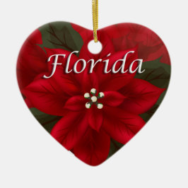 Florida Poinsettia Heart Keepsaké Ornament