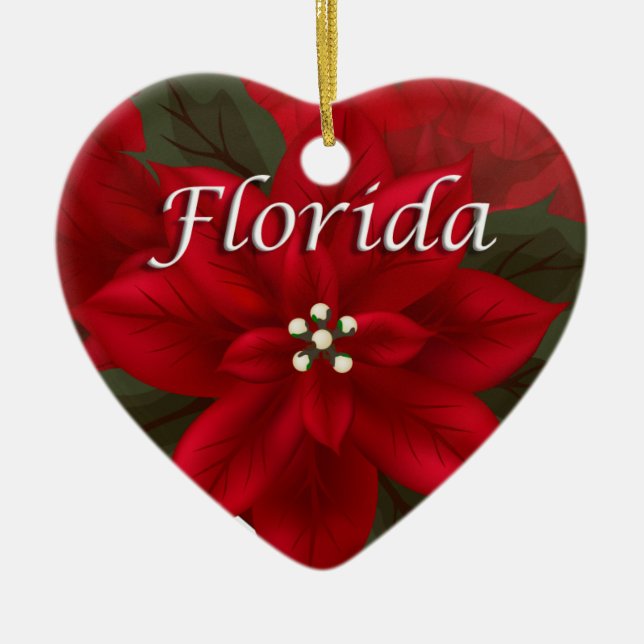 Florida Poinsettia Heart Keepsaké Ornament (Framsidan)