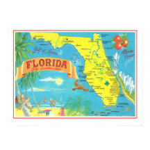 Florida Postcard Karta 18x24 Poster Skriv ut