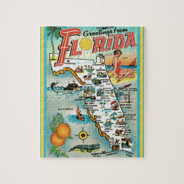 Florida Postcard Karta 8x10 Jigszawa Puzzle Pussel (Vertikal)