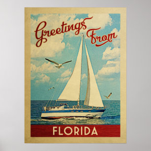Florida Poster Sailboat Vintage resor