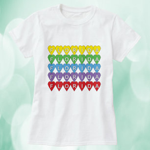 Florida Rainbow Hearts-mönster T Shirt