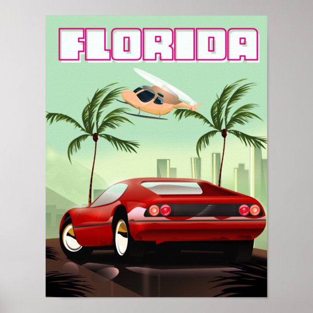 Florida red retro sportbil poster (Framsidan)