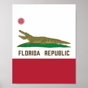 Florida Republic Alligator Flagga Crokodile Poster