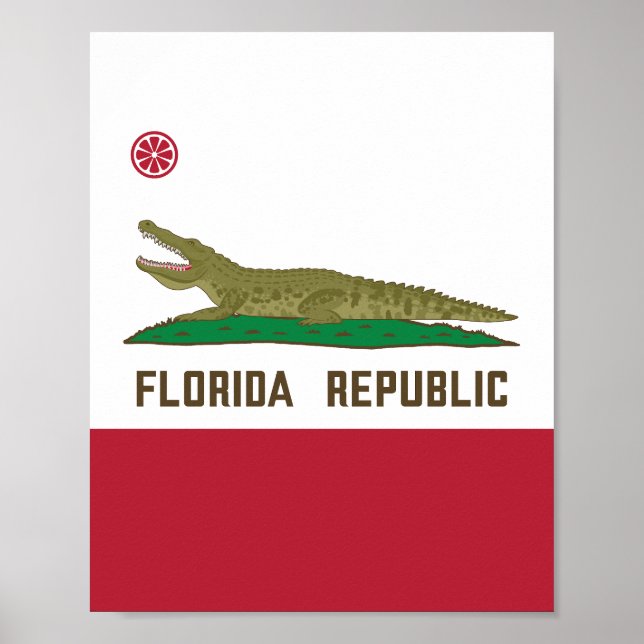 Florida Republic Alligator Flagga Crokodile Poster (Framsidan)