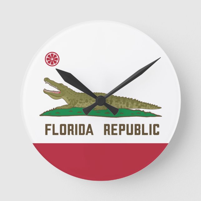 Florida Republic Alligator Flagga Crokodile Rund Klocka (Framsida)