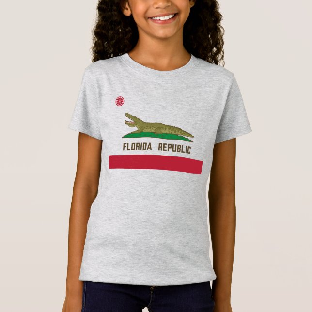 Florida Republic Alligator Flagga Crokodile T Shirt (Framsida)