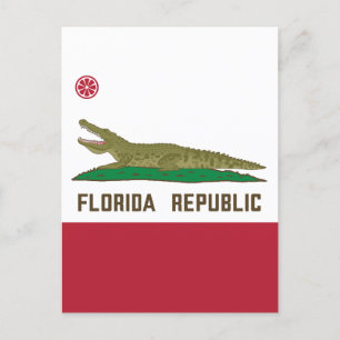 Florida Republic Alligator Flagga Crokodile Vykort