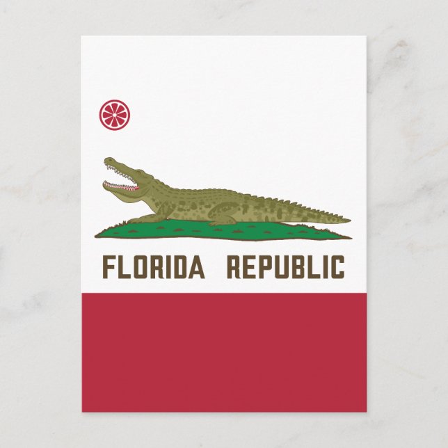 Florida Republic Alligator Flagga Crokodile Vykort (Framsida)