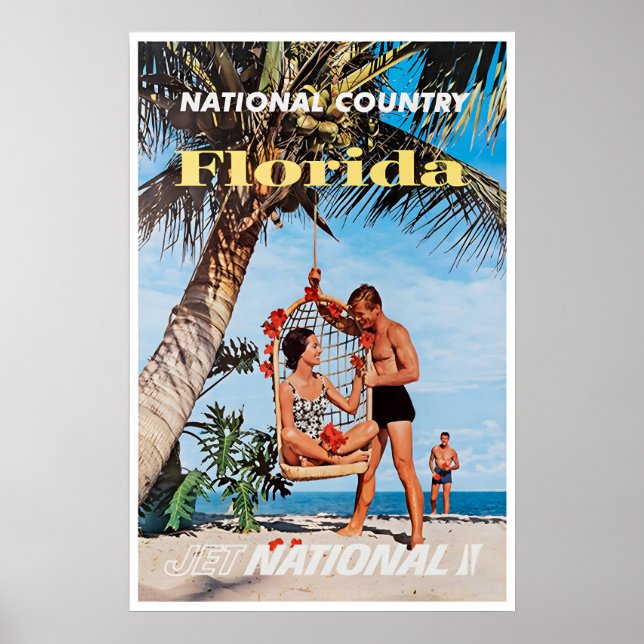 Florida Reseposter Retro Florida Väggkonst Tryck (Framsidan)