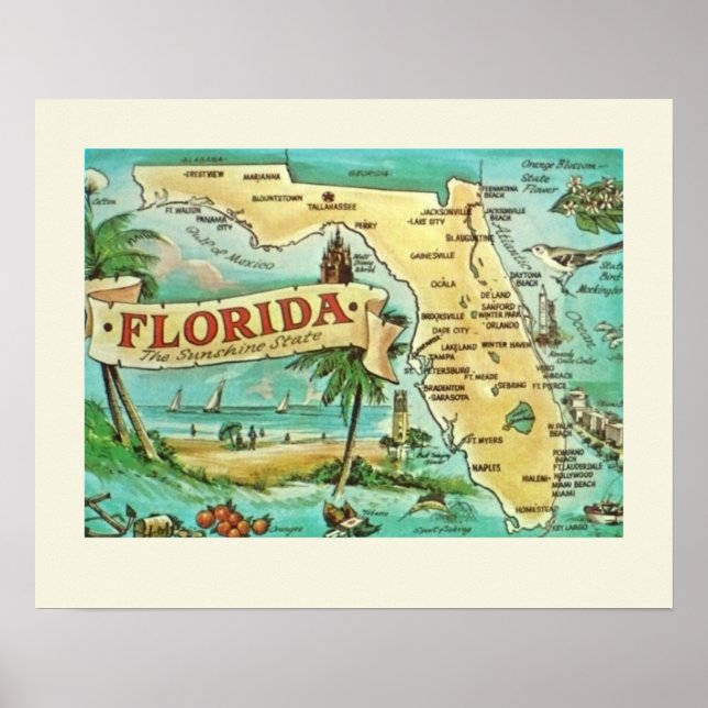 Florida Retro Karta Poster (Framsidan)
