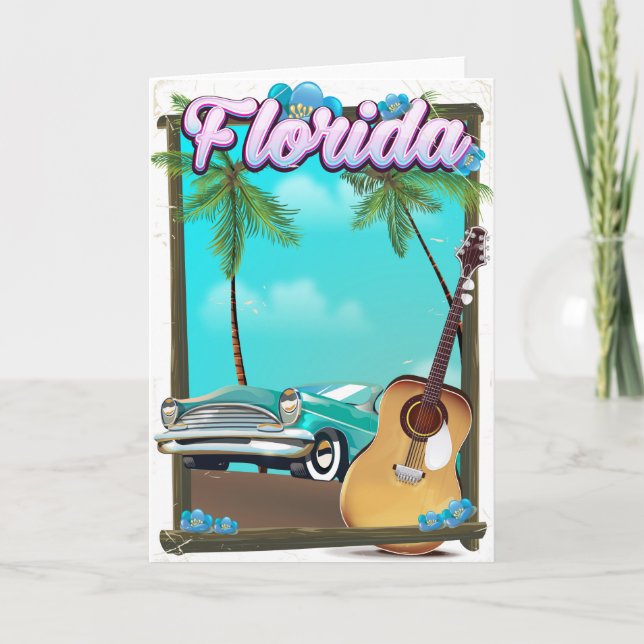 Florida Retro-resestilaffisch Helgkort (Framsida)