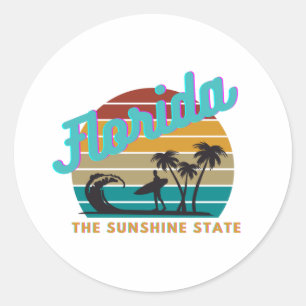 Florida Retro Vintage Sunset Design Runt Klistermärke