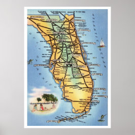 Florida Road Karta 20x28 Poster