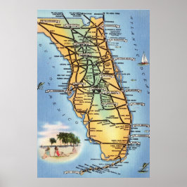 Florida Road Karta Poster