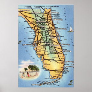 Florida Road Karta Poster
