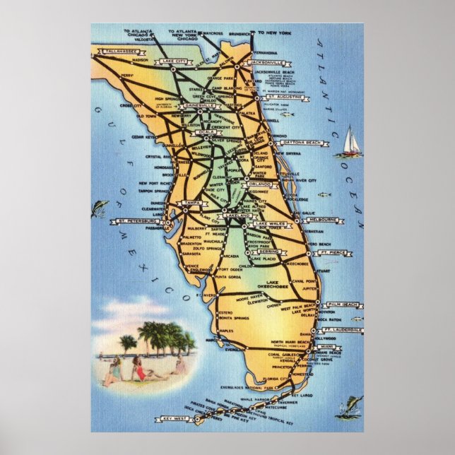 Florida Road Karta Poster (Framsidan)