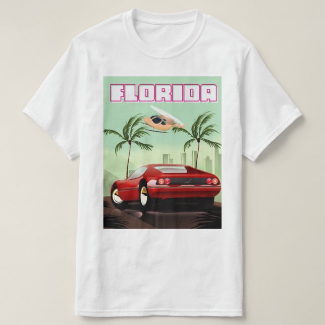 Florida röd retro sportbil t shirt (Design framsida)