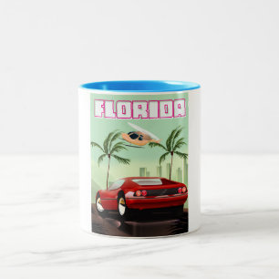 Florida röd retro sportbil Två-Tonad mugg