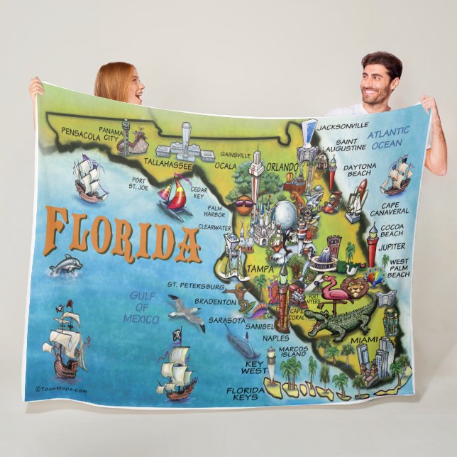 Florida rolig karta fleecefilt (På plats)