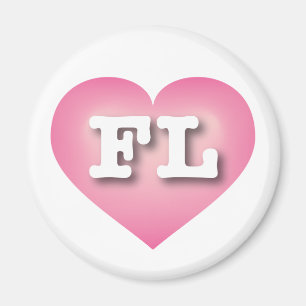 Florida Rosa Fade Heart - I kärlek FL Magnet