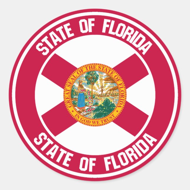 Florida Round Emblem Runt Klistermärke (Framsida)