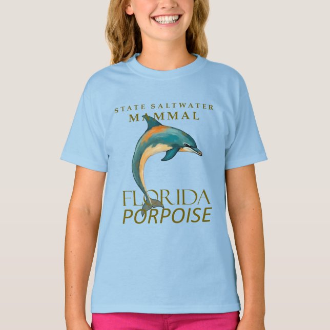 Florida Saltwater Mammal Porpoise Design T Shirt (Framsida)