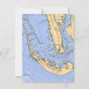 Florida - Sanibel Captiva nautisk kart-sjökort vyk Vykort