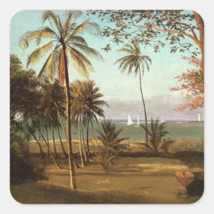 Florida Scene av Albert Bierstadt Fyrkantigt Klistermärke
