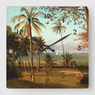 Florida Scene - Målning av Albert Bierstadt Fyrkantig Klocka