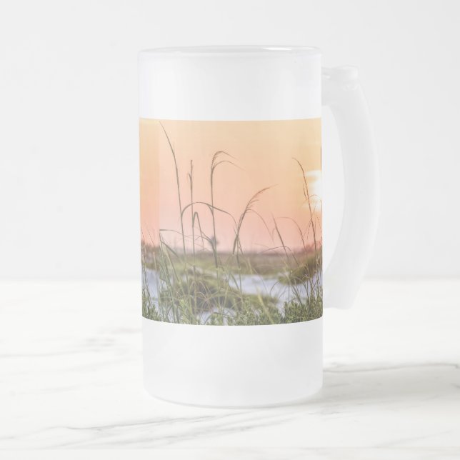 Florida Sea Oats Sunrise Frosted Glass Beer Mugg (Framsida höger)