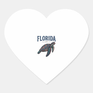 Florida Sea Turtle Vintage Engraving Grafik_1 Hjärtformat Klistermärke