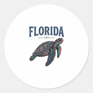 Florida Sea Turtle Vintage Engraving Grafik_1 Runt Klistermärke