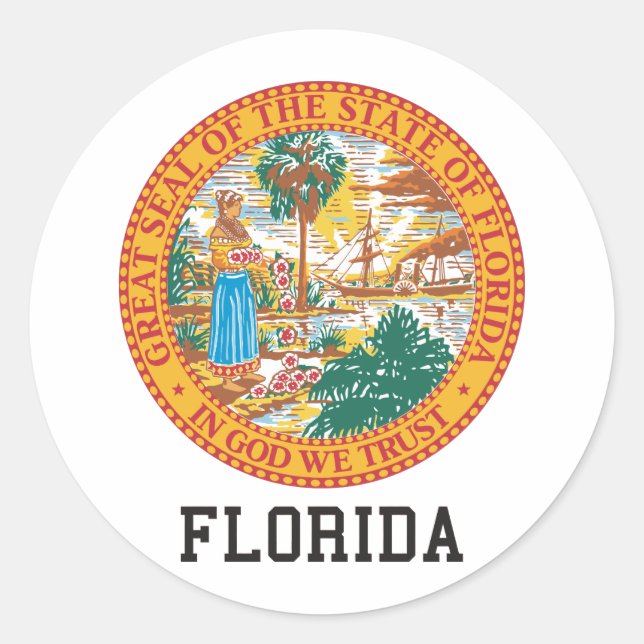 Florida Seal Runt Klistermärke (Framsida)
