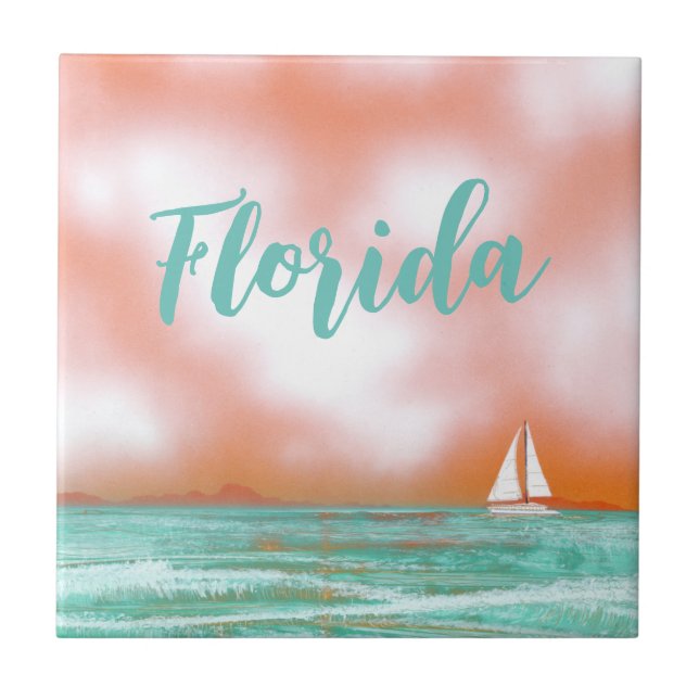 Florida segelbåt kakelplatta (Framsidan)