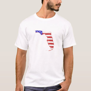 Florida Shaped American Flagga Patriotic Floridian T Shirt