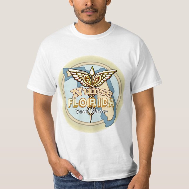 Florida Sjuksköterska Caduceus T-Shirt (Framsida)