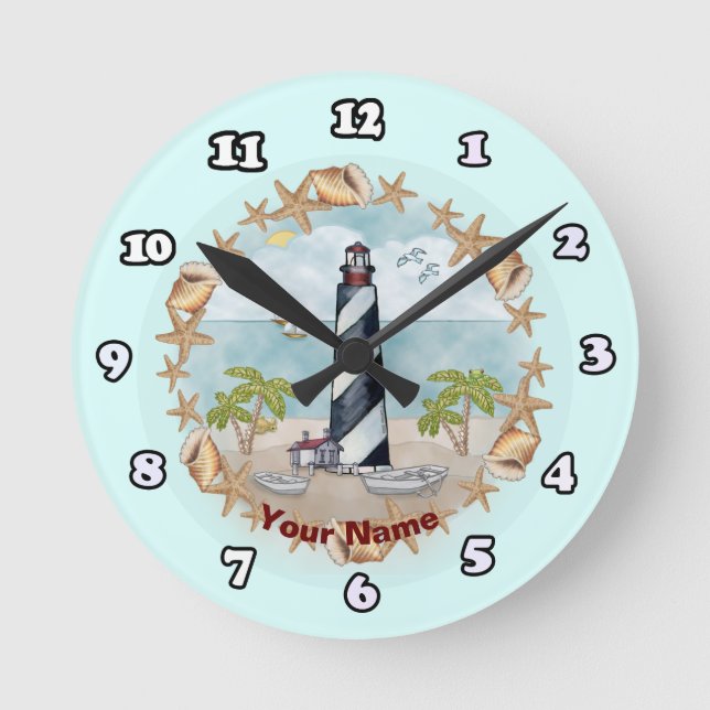 Florida Snäckas Lighthouse Clock Rund Klocka (Framsida)