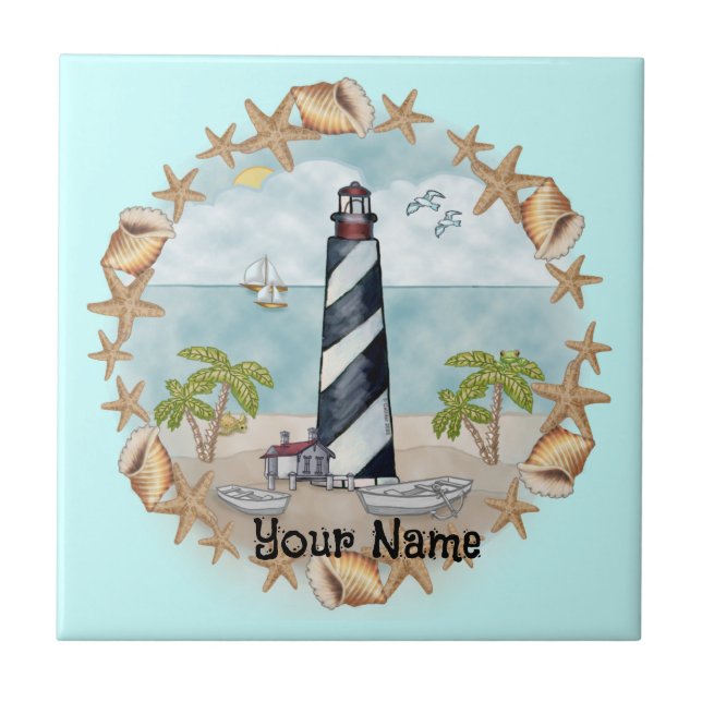 Florida Snäckas Lighthouse Tile Kakelplatta (Framsidan)