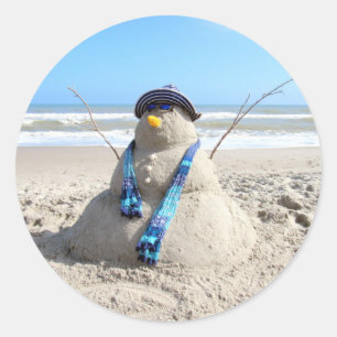 Florida "Snögubbe"- Beach / Sand skulpture Sticker Runt Klistermärke