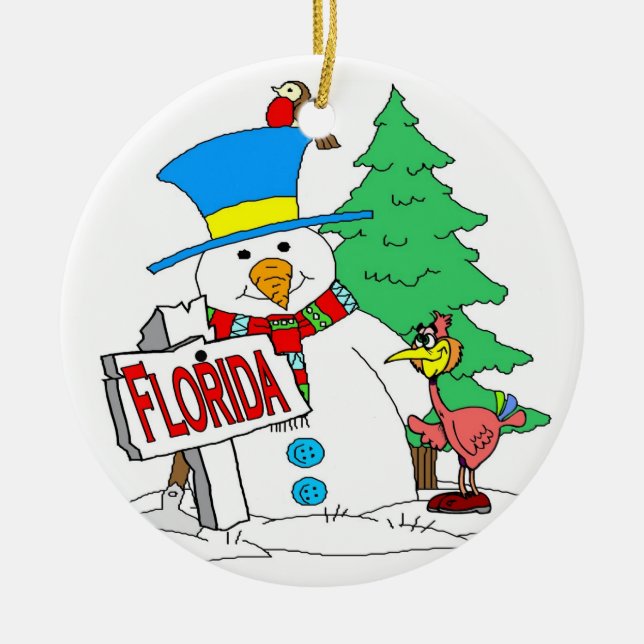 Florida Snögubbe Julgransprydnad Keramik (Framsidan)