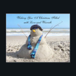 Florida Snögubbe / SnowWoman ( Beach ) jul Helg Vykort<br><div class="desc">I Florida vet vi hur vi ska leva - ingen Snö! Inga problem! Vi gör en Sandman!</div>