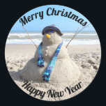 Florida Snögubbe Stickers - Sand Sculpture - Beach Runt Klistermärke<br><div class="desc">Florida Snögubbe Stickers - Sand Sculpture - Beach</div>