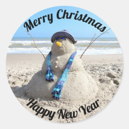 Florida Snögubbe Stickers - Sand Sculpture - Beach Runt Klistermärke