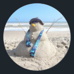 Florida Snögubbe Stickers - Sand Sculpture - Beach Runt Klistermärke<br><div class="desc">Florida Snögubbe Stickers - Sand Sculpture - Beach</div>