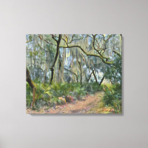 Florida Snöre Spansk moss Impressionist Art Canvastryck