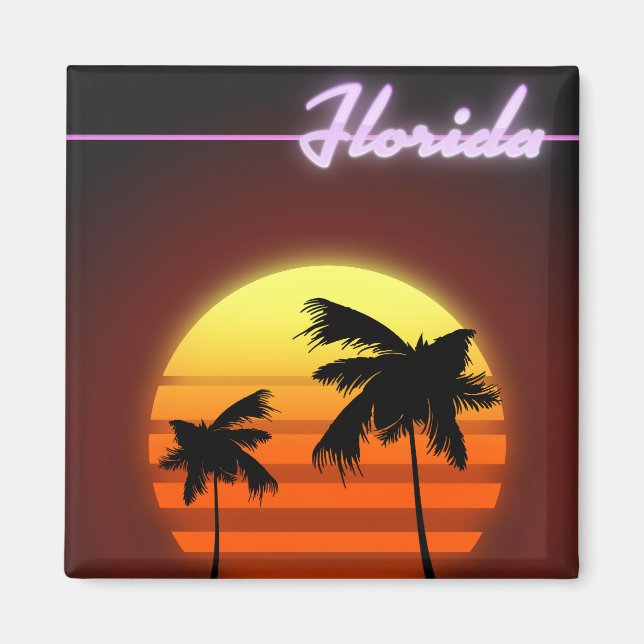 Florida solnedgång 1984 affisch magnet (Framsidan)